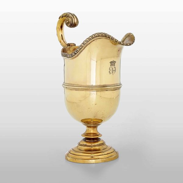 Varsatoio in argento fuso, cesellato e dorato. Londra 1825, Argentiere William Elliot