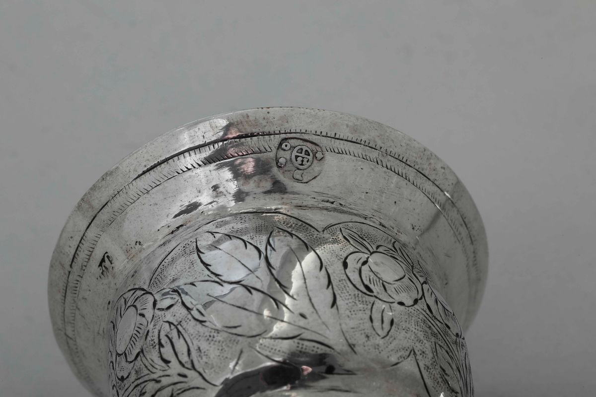Bicchiere per il Kiddush in Argento Cesellato, Impero Austro Ungarico, Epoca 1840