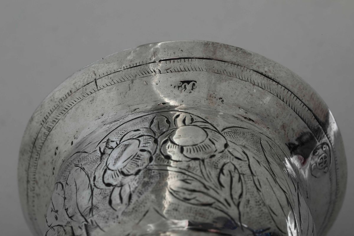Bicchiere per il Kiddush in Argento Cesellato, Impero Austro Ungarico, Epoca 1840