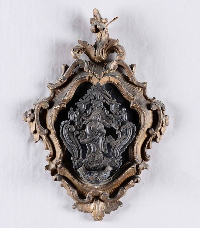 Acquasantiera in argento raffigurante la Vergine Immacolata, Genova XVIII-XIX secolo  - Auction Silvers and Object de Vertu - Cambi Casa d'Aste