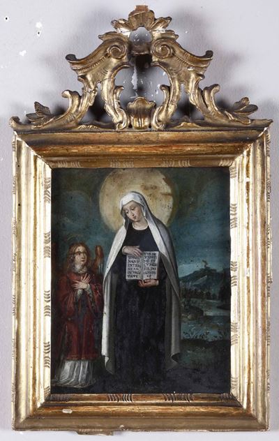 Scuola Italiana del XVII Secolosanta Francesca Romana con Angelo Custode