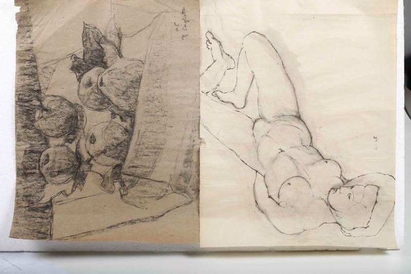 Rita Saglietto (1921-1968) Nudo femminile Natura morta con frutta  - Asta Dipinti Antichi e del XIX secolo | Asta a Tempo - Cambi Casa d'Aste