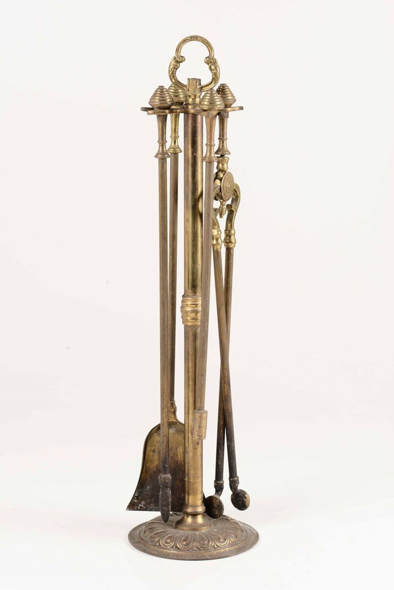 Set da camino in metallo dorato  - Auction Fine Art September | Timed Auction - Cambi Casa d'Aste