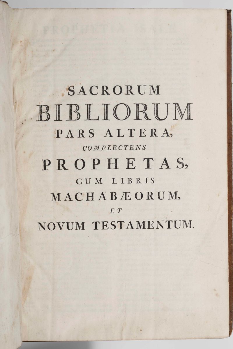 Bibbia Sacrabiblia Sacra Vulgatae Editionis...pars Prima e Pars Altera...matriti, Ibarra, 1783