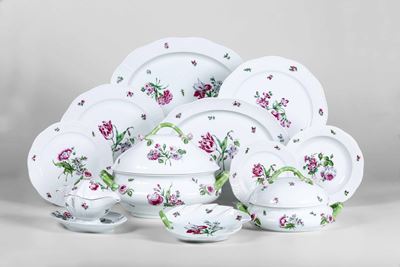 Servizio da Tavola Bouquet De Roses Gould per Candida Tupini, Roma Ungheria, Manifattura Herend, ...