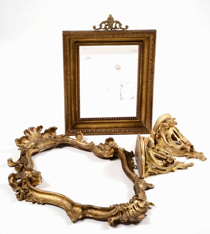 Lotto di due cornici e coppia di mensoline in legno intagliato e dorato  - Auction Fine Art September | Timed Auction - Cambi Casa d'Aste