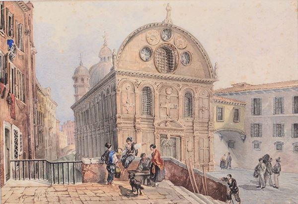 Consalvo Carelli (1818-1900) Veduta di S. Maria dei Miracoli