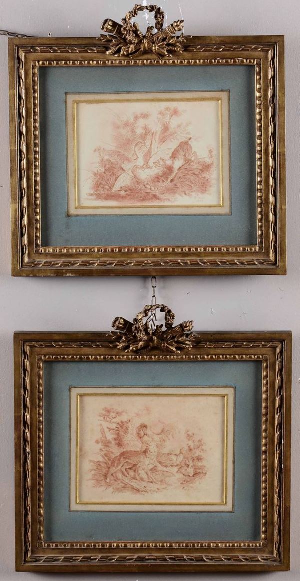 Scuola francese del XVIII secolo Scene di caccia