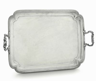 Vassoio in Argento Fuso e Cesellato, Roma, Mastro Argentiere Felice Sanini (1747-1787), Seconda M...