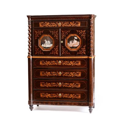 Napoli, Secrétaire Carlo X, Secretaire lastronato e intarsiato (XIX secolo)