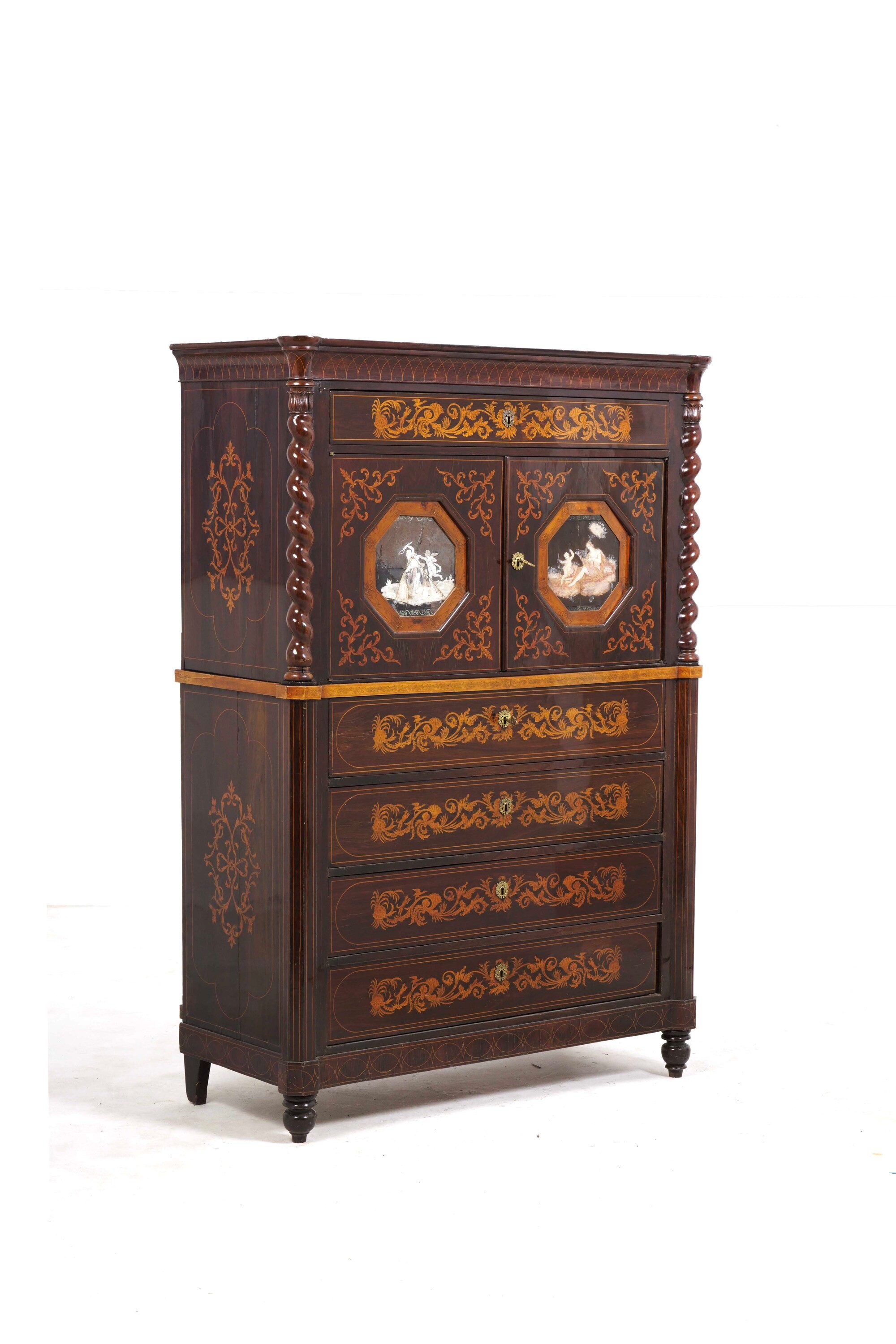 Napoli, Secrétaire Carlo X, Secretaire lastronato e intarsiato (XIX secolo)