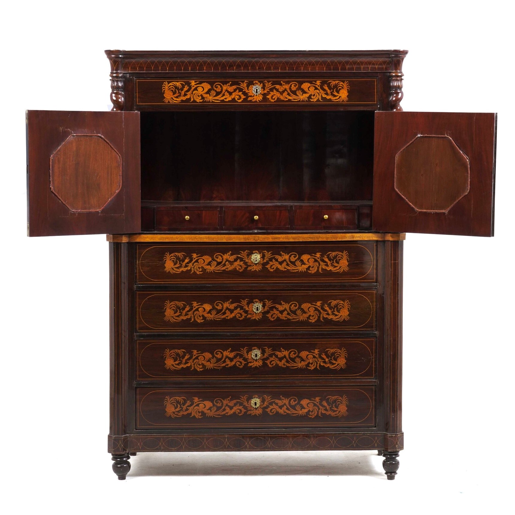Napoli, Secrétaire Carlo X, Secretaire lastronato e intarsiato (XIX secolo)