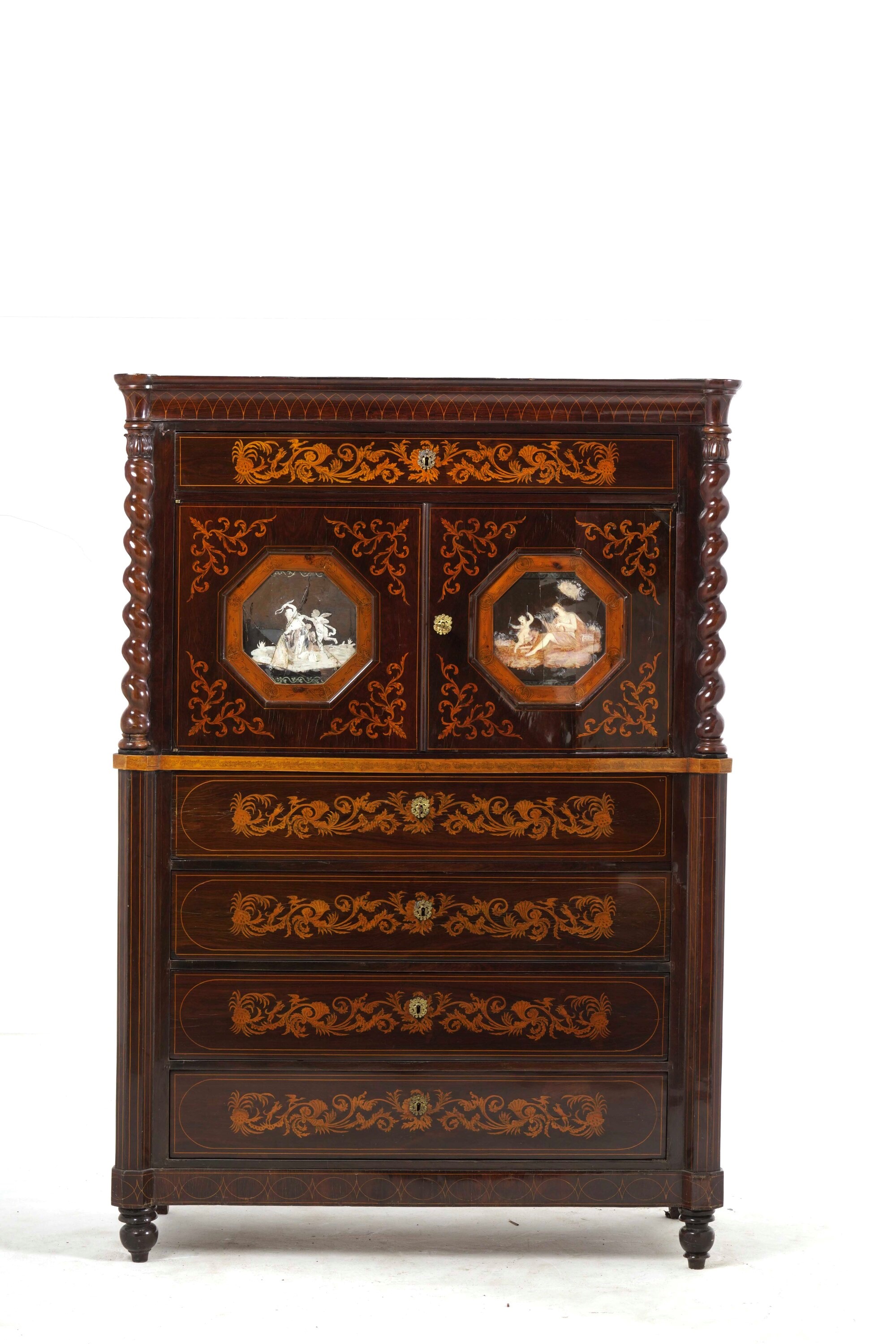 Napoli, Secrétaire Carlo X, Secretaire lastronato e intarsiato (XIX secolo)