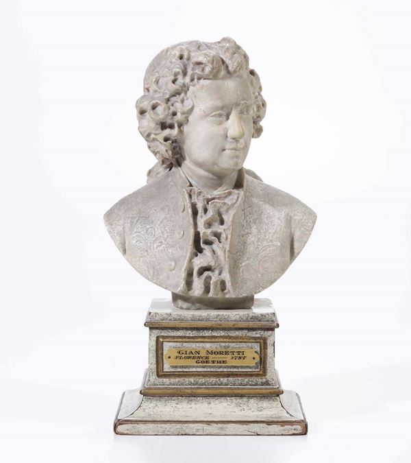 Busto di Goethe.  Alabastro  Artista attivo a Firenze, XVIII-XIX secolo