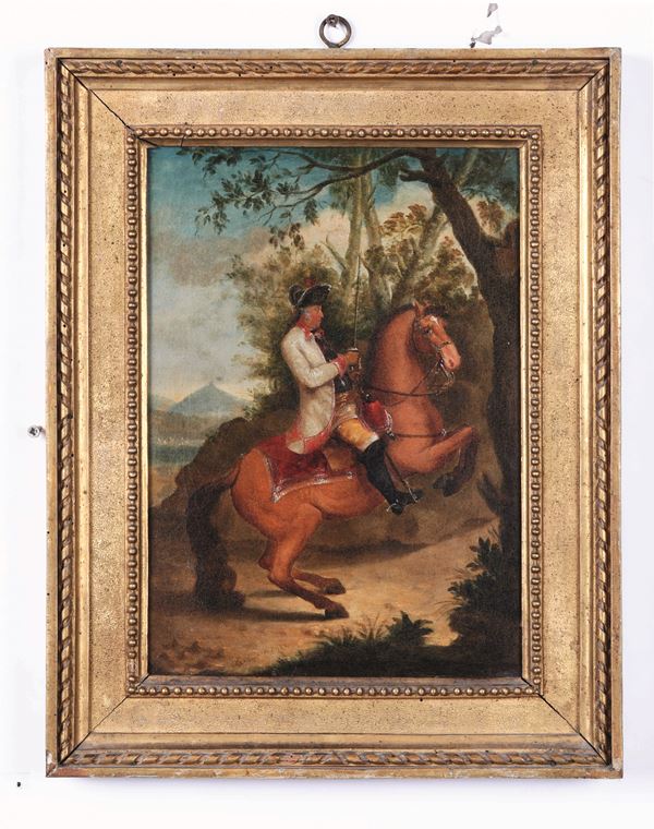 Scuola del XVIII secolo Ferdinando IV a cavallo