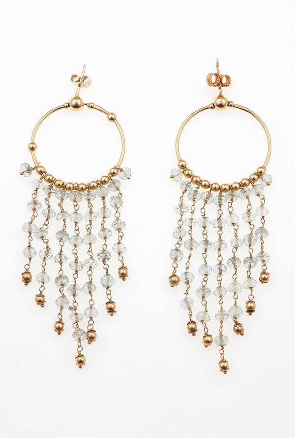 Pair of aquamarine and gold earrings