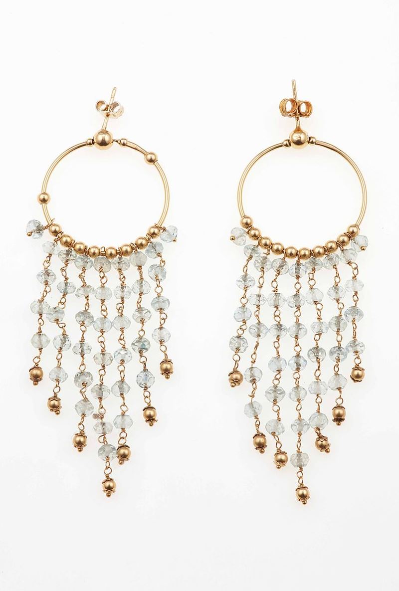 Pair of aquamarine and gold earrings  - Auction Summer Jewels | Cambi Time - Cambi Casa d'Aste