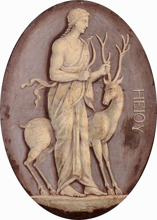 Anonimo della prima metà del XIX secolo Coppia di monocromi con divinità greche