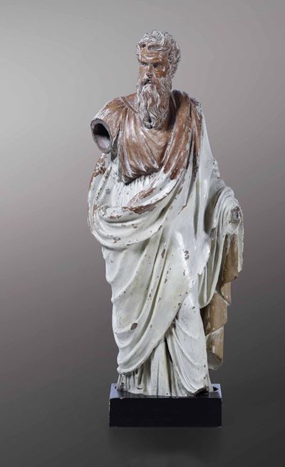 Mosè (?). Scultura in Terracotta. Plasticatore Italiano Rinascimentale