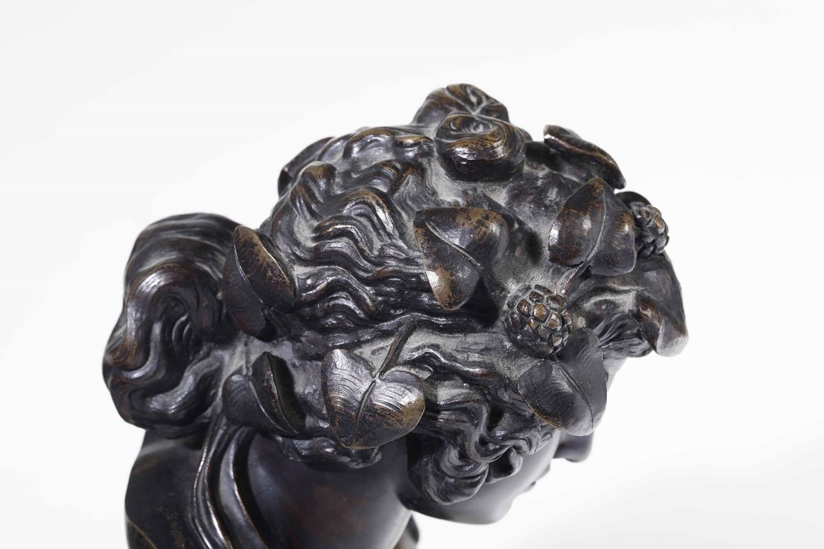 Busto di Antinoo Bronzo Scultore del XIX-XX Secolo
