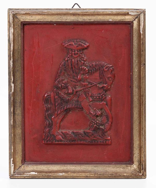 Rilievo in cera rossa raffigurante cavaliere. Ceroplasta dell'Europa centrale, XVIII-XIX secolo