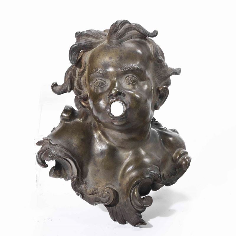Mascherone in bronzo fuso e cesellato. Probabilmente Francia XVIII secolo  - Auction Antiques | Time Auction - Cambi Casa d'Aste