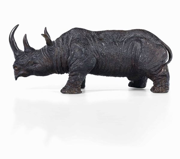 Rinoceronte. Scultura in bronzo. Fonditore del XX secolo