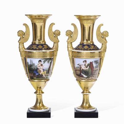 Coppia di Vasi “fuseaux” Parigi, Probabilmente Manifattura Lemaire, Caron & Lefebvre, 1810 Circa