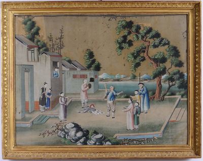 Dipinto su Carta Raffigurante Scena di Vita Comune, Cina, Dinastia Qing, Epoca Qianlong (1736-179...