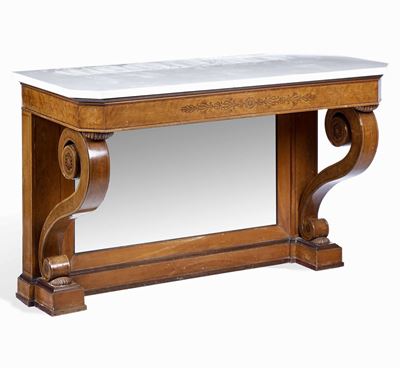 Grande Console Carlo X in Acero con Intarsi, XIX Secolo