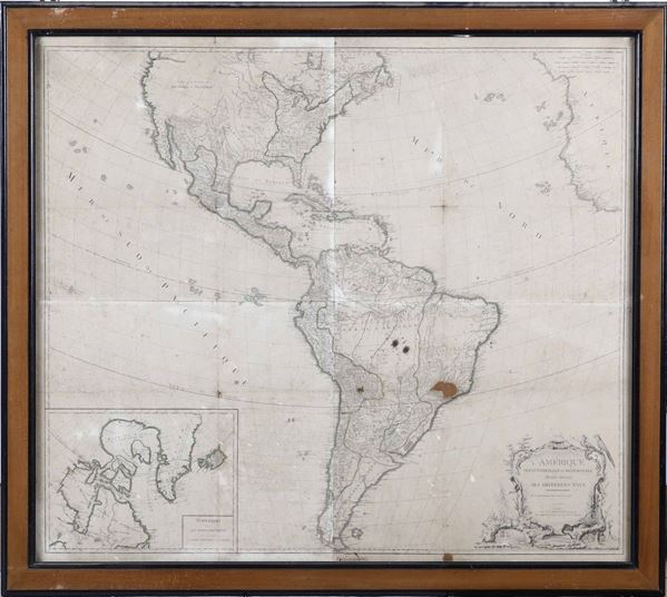 Serie di quattro incisioni raffiguranti i 4 continenti. Delamarche/Vaugondy, 1805