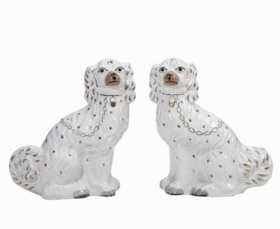 Coppia di Figure di Cani Inghilterra, Probabilmente Staffordschire, Metà del XX Secolo