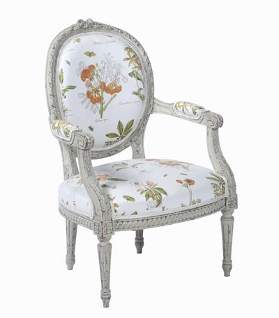 Poltroncina in Legno Dipinto Bianco. XX Secolo