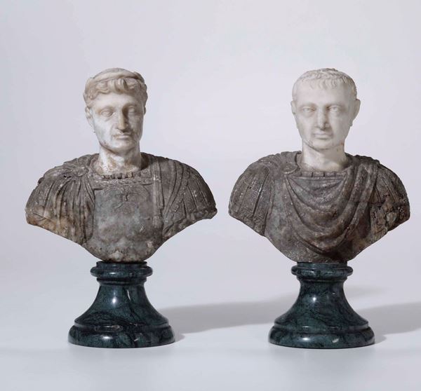 Coppia di busti di imperatori. Alabastro. Scultore del XX-XXI secolo