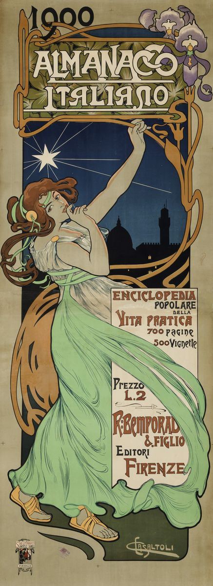 Carlo Casaltoli (1865-1903) ALMANACCO ITALIANO 1900 / ENCICLOPEDIA POPOLARE DELLA VITA PRATICA  - Auction Vintage Posters - Cambi Casa d'Aste