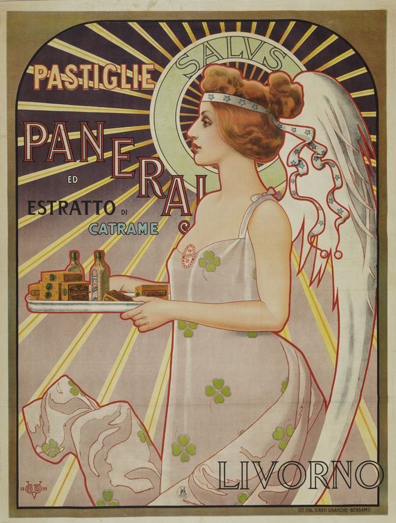 Vittorio Corcos (1859-1933) PASTIGLIE PANERAJ ED ESTRATTO DI CATRAME, LIVORNO  - Auction Vintage Posters - Cambi Casa d'Aste