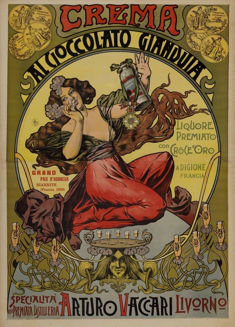 Anonimo CREMA AL CIOCCOLATO GIANDUIA – SPECIALITA’ ARTURO VACCARI LIVORNO  - Auction Vintage Posters - Cambi Casa d'Aste