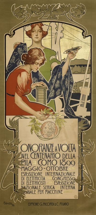 Adolf Hohenstein (1856-1928)onoranze a Volta nel Centenario della Pila Como 1899 / Esposizione In...