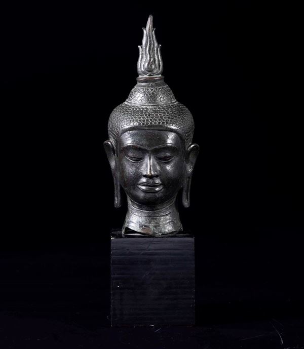 Testa di Buddha in bronzo, Thailandia, Ayutthaya, XVII secolo