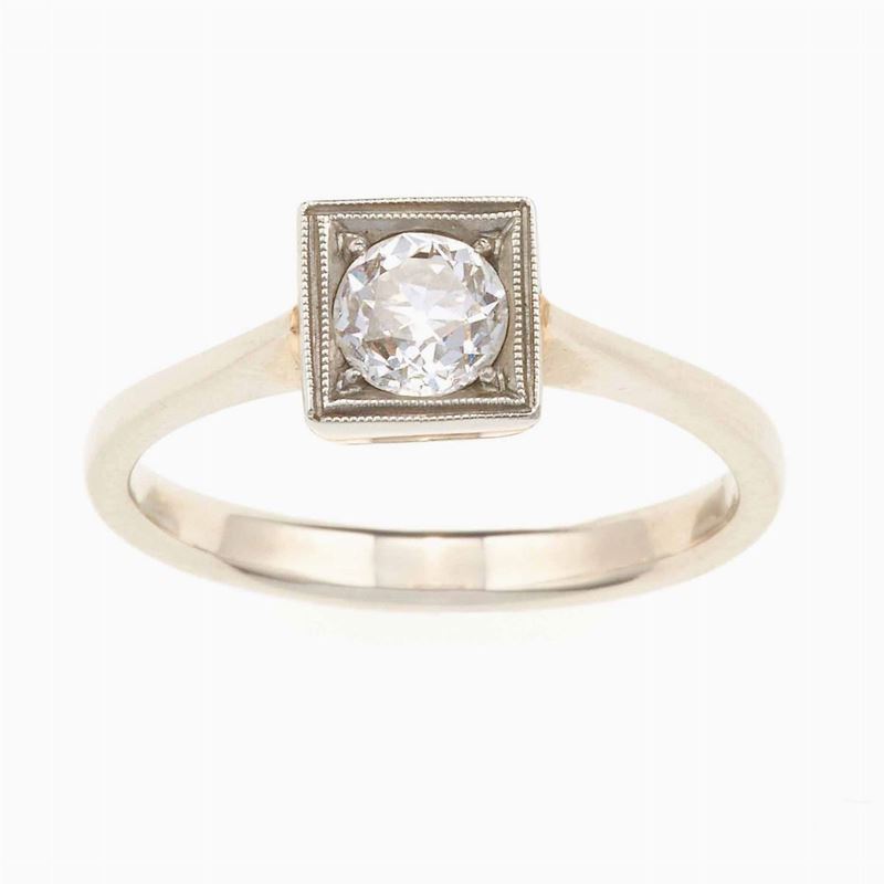 Anello con diamante di vecchio taglio di ct 0.55 circa  - Auction Jewels | Timed Auction - Cambi Casa d'Aste