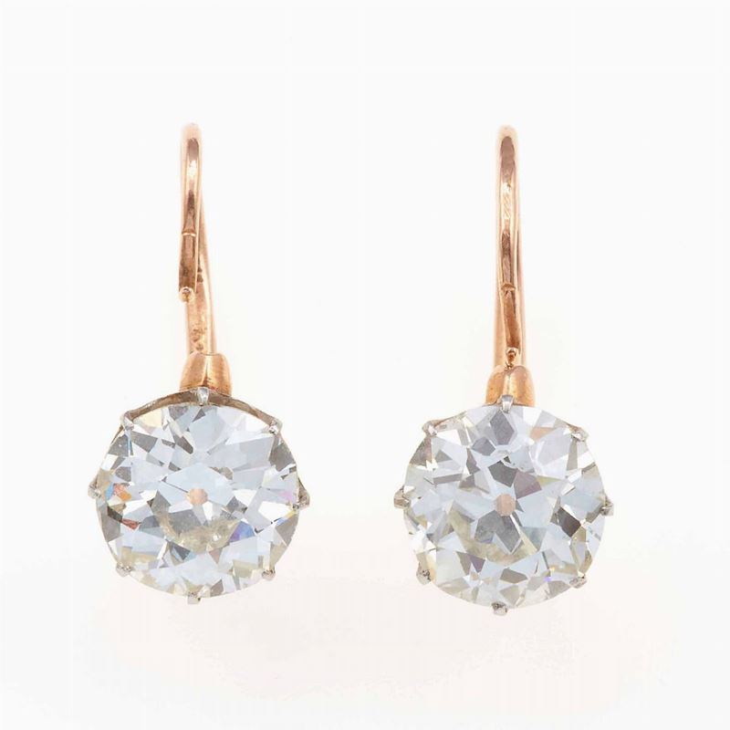 Orecchini con diamanti di vecchio taglio per ct 5.05 circa totali  - Auction Fine Jewels - Cambi Casa d'Aste