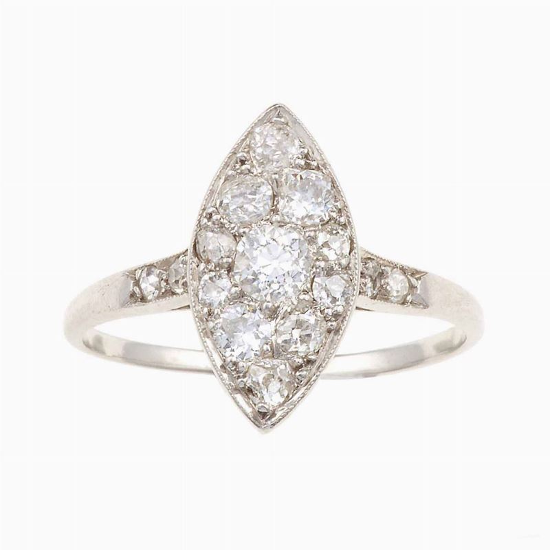 Anello a navette con diamanti di vecchio taglio  - Auction Jewels | Timed Auction - Cambi Casa d'Aste