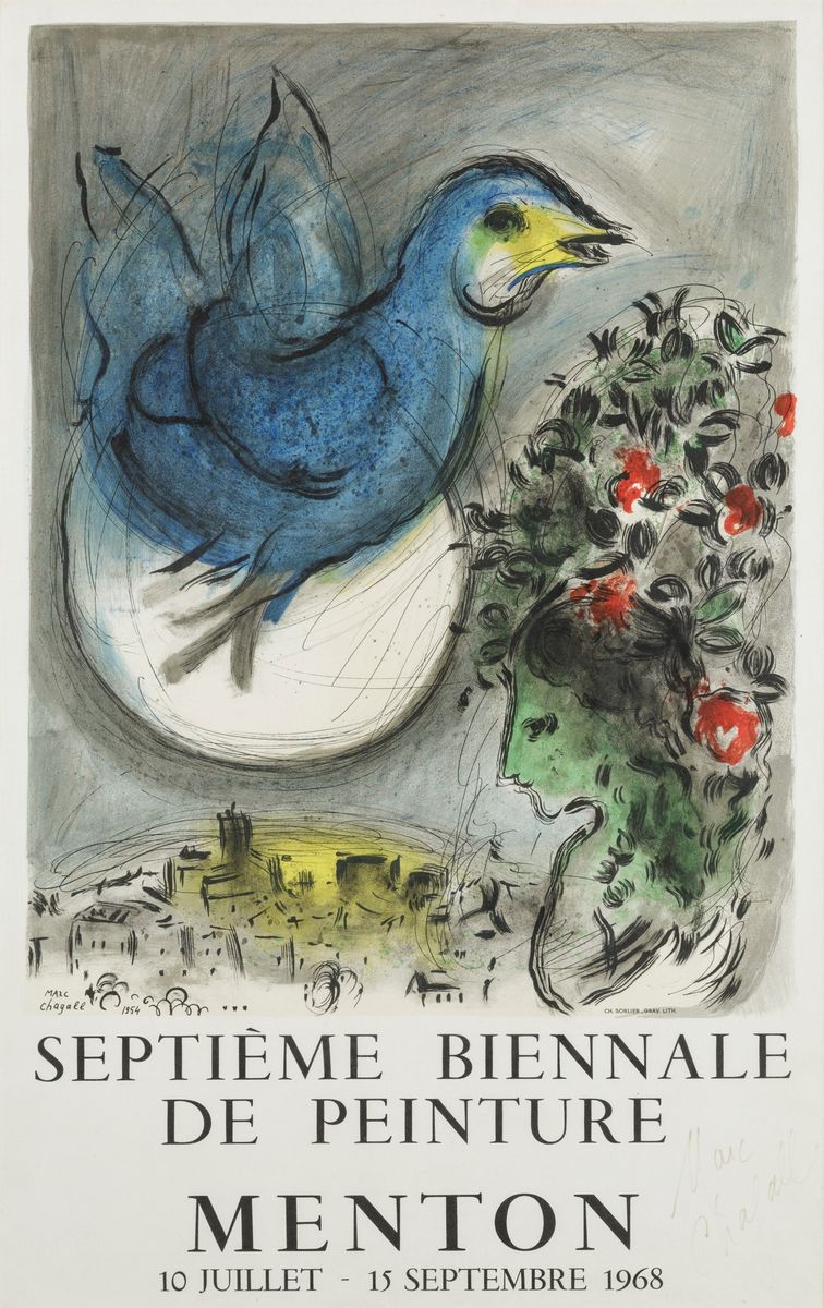 Marc Chagall (1887-1985)septième Biennale e Peinture, Menton... 1968