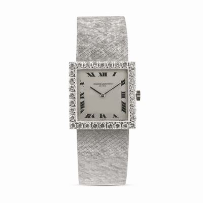 Vacheron Constantin - Elegante Orologio in Oro Bianco con Lunetta in Diamanti, Bracciale Integrat...