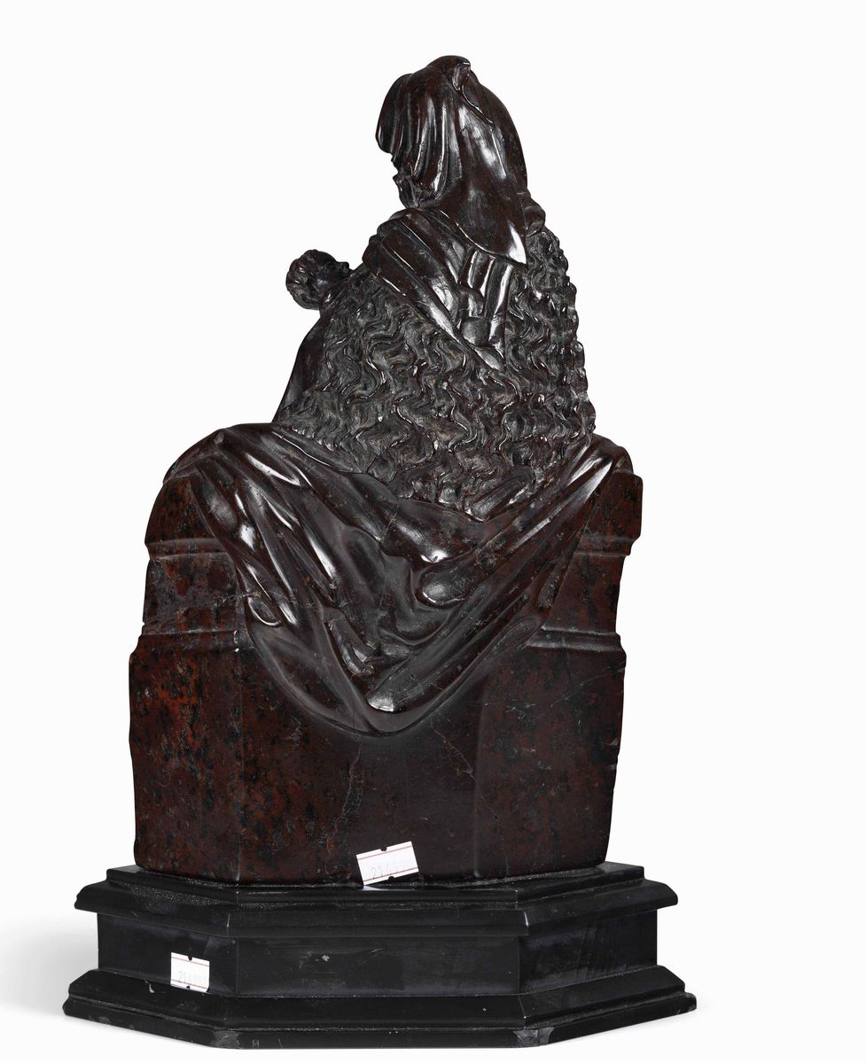 Madonna del Latte Diaspro Sanguigno e Base in Marmo Nero (probabilmente di Epoca Successiva) Fian...