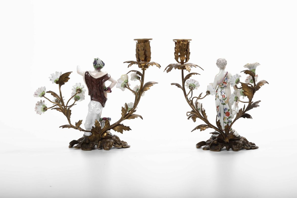 Coppia di Candelabri da Tavolo Parigi, Manifattura Samson, Inizio del XX Secolo