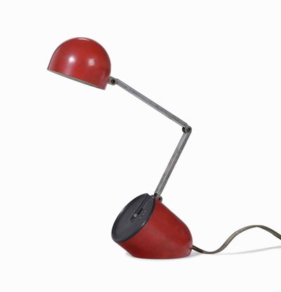 Lampada da Tavolo Orientabile con Struttura in Metallo e Metallo Laccato.