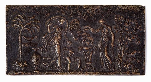 Scena classica Placchetta in bronzo fuso e cesellato Fonditore d’oltralpe del XVII secolo