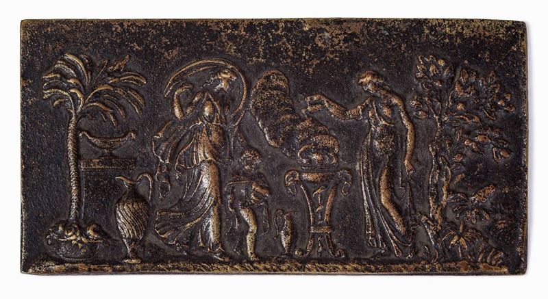 Scena classica Placchetta in bronzo fuso e cesellato Fonditore d’oltralpe del XVII secolo  - Asta Scultura e Oggetti d'Arte - Cambi Casa d'Aste