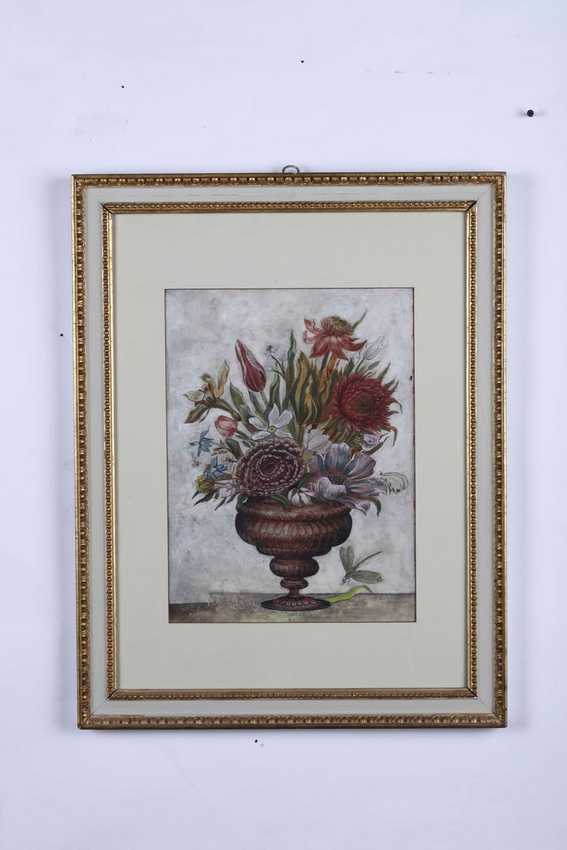 Coppia di Stampe con Nature Morte di Fiori e Frutta